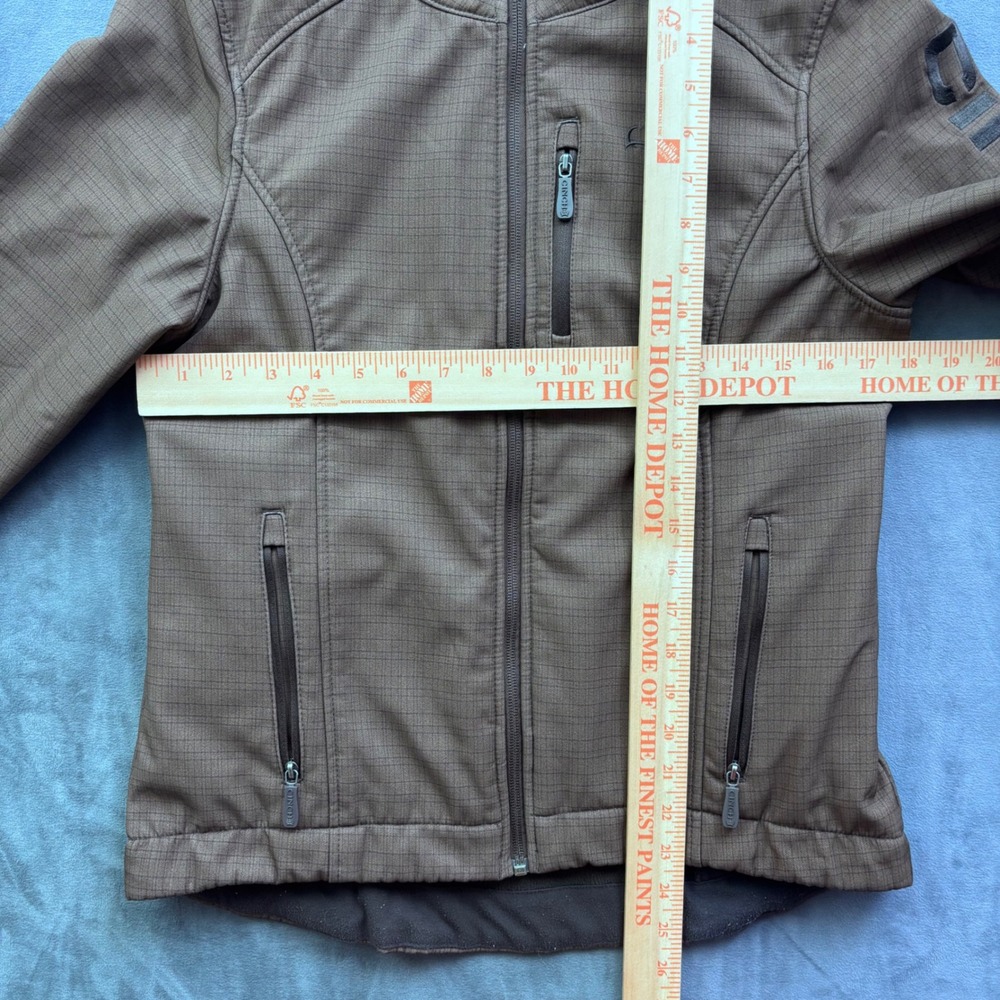 Cinch Womens Brown Grid Softshell Jacket Fleece Lined Full Zip Size M - Picture 10 of 10